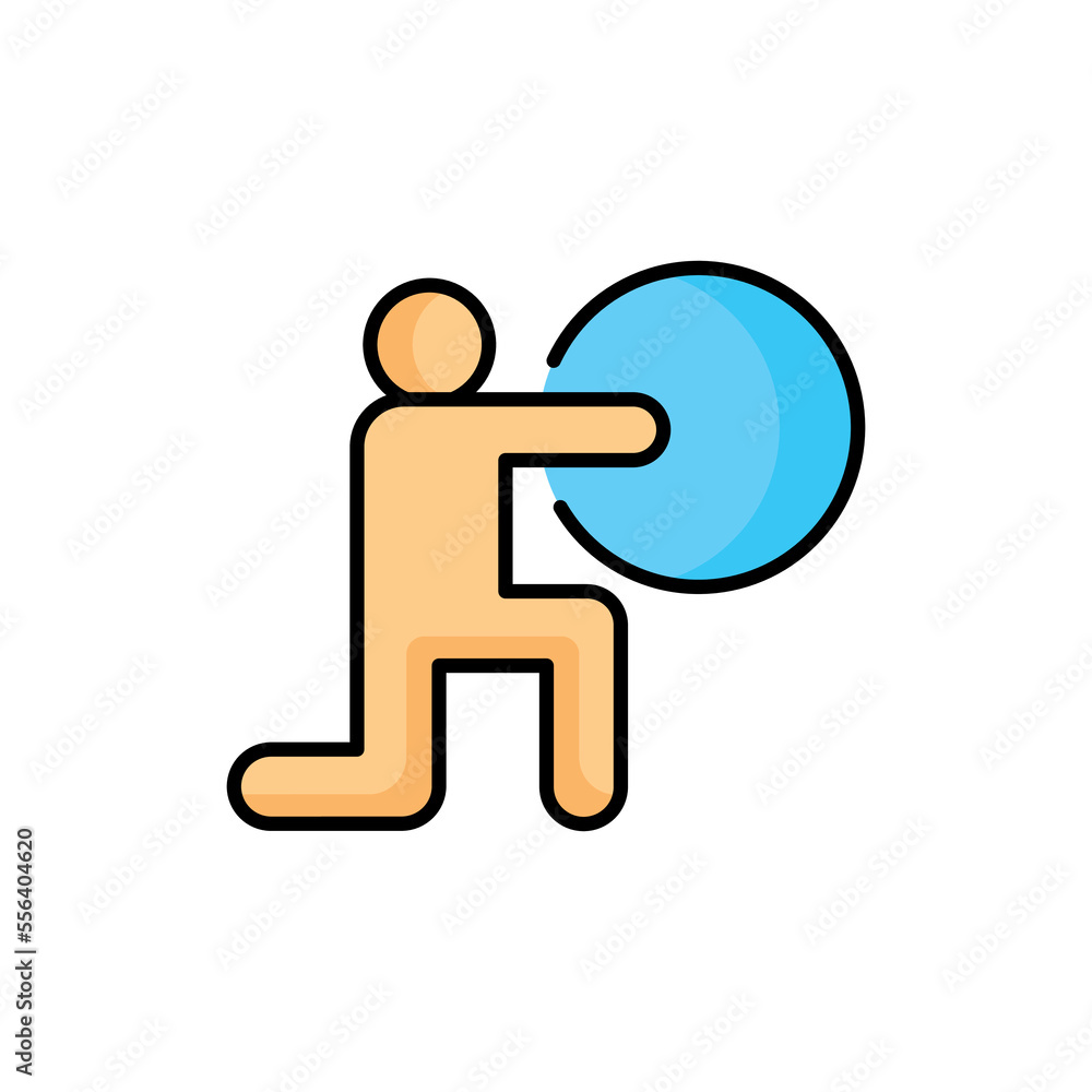 Exercise fitness color line icon. Person squats with ball. Exercise fitness color line icon. Person squats with ball.
