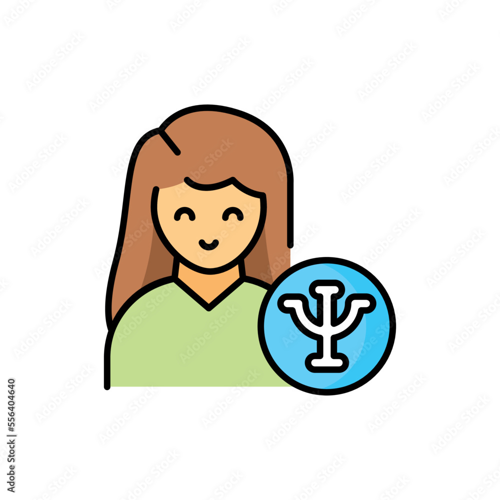 Psychologist color line icon. Mental health. Psychologist color line icon. Mental health.
