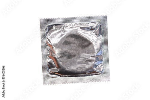 Condom packets laying on white background.clipping path. 