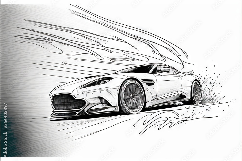 A Simple Vector Drawing of a Fast Sports Car Driving in the City Stock  Vector - Illustration of american, outline: 236561420