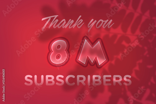 8 Million  subscribers celebration greeting banner with Red Embossed Design © Shahsoft Production