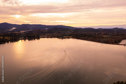 sunset over dexter lake photo