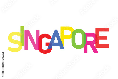 Singapore country name iconic logo design, vector template