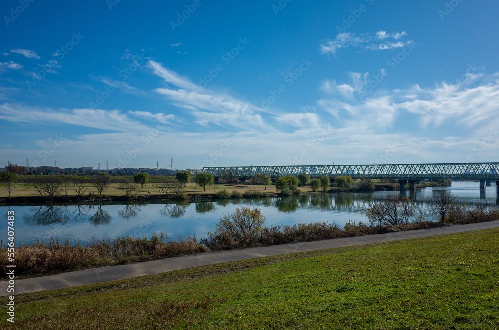 東京江戸川の土手・河川敷