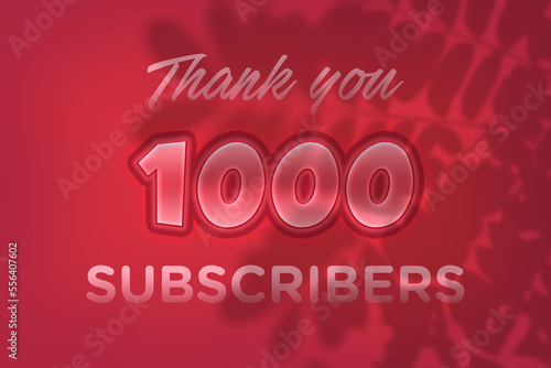 1000 subscribers celebration greeting banner with Red Embossed Design