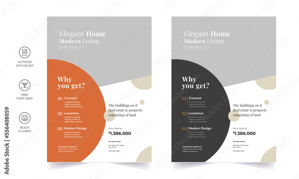 Trendy Flyer style vector design with an A4 format, modern leaflet cover, or presentation template. Suitable for social media and web or internet ads.