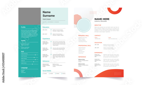 Professional Resume CV Template Layout.  Beautiful CV / Resume template - elegant stylish design 