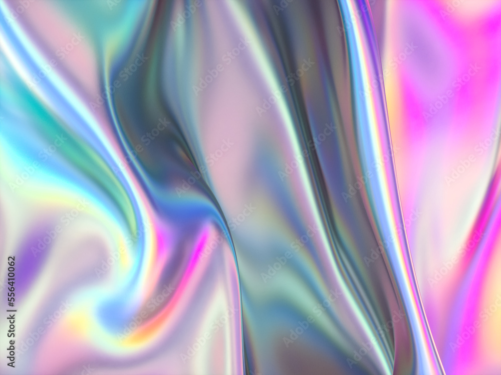 Beauty fashion smooth elegant holographic glossy cloth. Abstract 3d art background. Beauty fashion smooth elegant holographic glossy cloth. Abstract 3d art background.