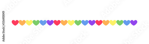 Rainbow hearts pride month garland bunting divider simple vector illustration clipart