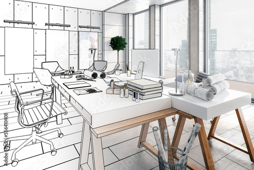 Contemporary Penthouse Office Environment (project) - 3D Visualization