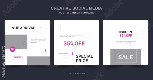 Editable minimal social media, web Banner Post Template. Suitable for social media posts and web internet ads. Vector illustration