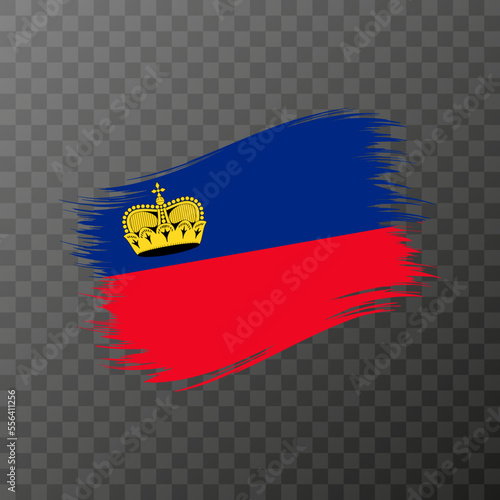 Liechtenstein national flag. Grunge brush stroke. Vector illustration on transparent background.