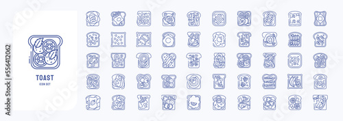Toast toppings. Toast icon set