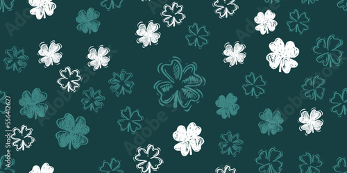 Saint Patricks Day, festive background with flying clover.	
