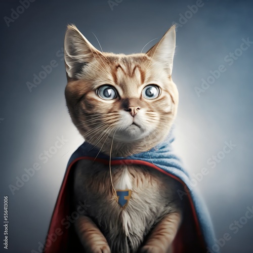 Superhero cat with cape created with AI © MK online