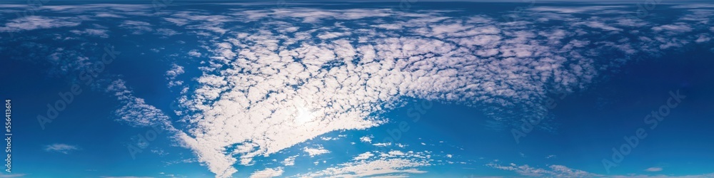 Blue summer sky panorama with light Cirrus clouds. Hdr seamless spherical equirectangular 360 panorama. Sky dome or zenith for 3D visualization and sky replacement for aerial drone 360 panoramas. Blue summer sky panorama with light Cirrus clouds. Hdr seamless spherical equirectangular 360 panorama. Sky dome or zenith for 3D visualization and sky replacement for aerial drone 360 panoramas.