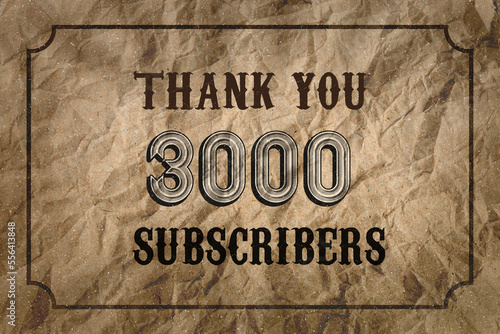 3000 subscribers celebration greeting banner with Vintage Design