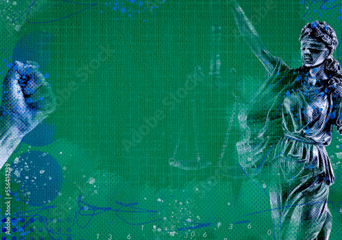 Background wallpaper with the concept of a statue of justice with scales. The idea of the justice of order and law. Copyspace for text.