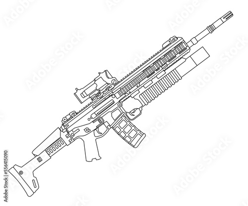 long-barreled weapon line art vector 