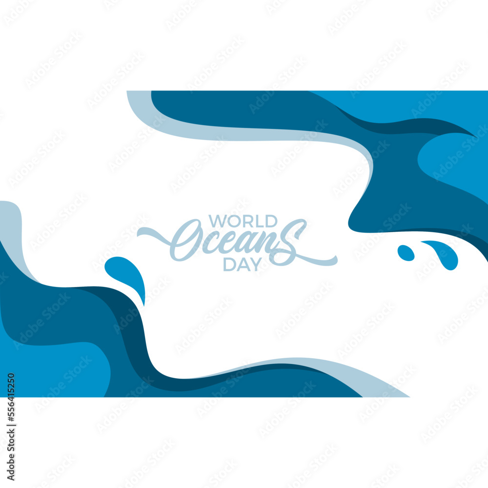 Naklejka premium World Oceans Day Background. Wave Abstract Vector Design