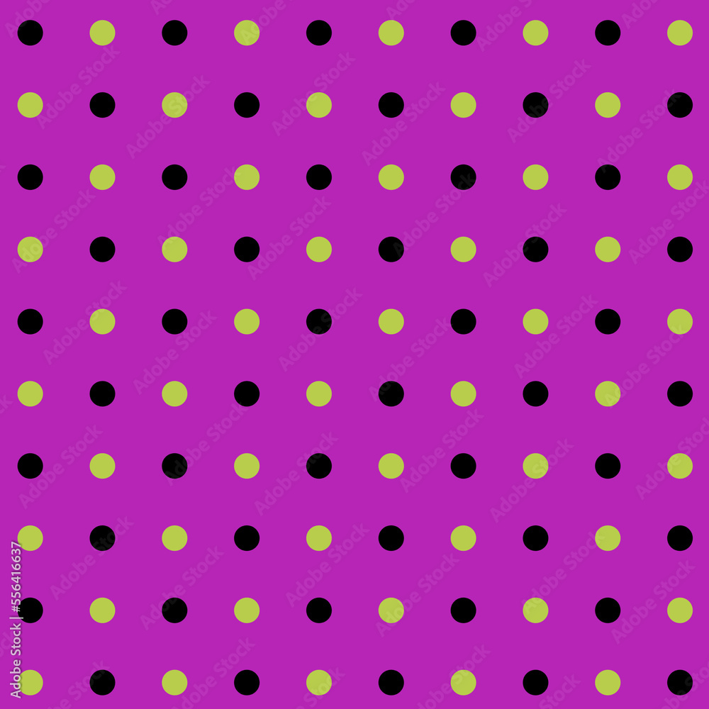 Vivid yellow and black dots isolated on a pink purple background Minimalist style seamless fabric print Vivid yellow and black dots isolated on a pink purple background Minimalist style seamless fabric print