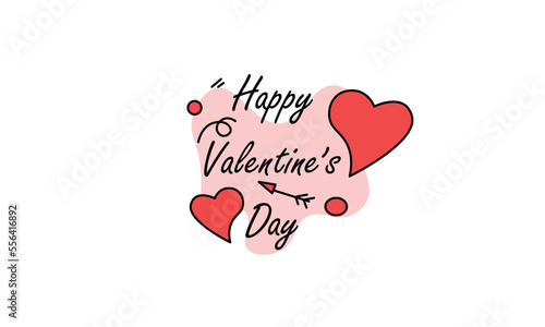 Happy Valentines Day typography poster with handwritten calligraphy text, isolated on white background. Vector Illustration