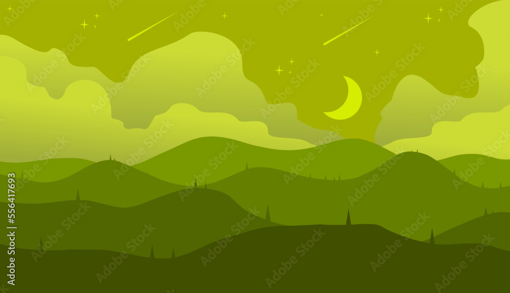 vector illustration of nature landscape background banner with stars and moon vector illustration of nature landscape background banner with stars and moon