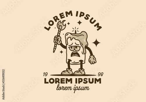 Illustration mascot design of candle with hands and feet