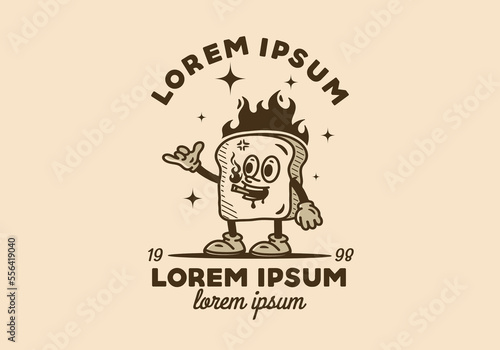 Illustration mascot design of white bread with hands and feet