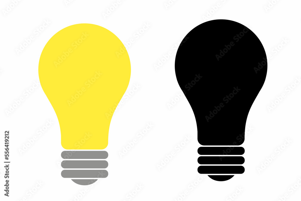 Yellow and black light bulb icon. Stock vector illustration. Yellow and black light bulb icon. Stock vector illustration.