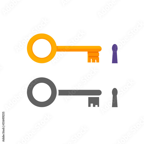 Key hole icon vector or keyhole golden and black white silhouette clipart isolated graphic illustration simple design image