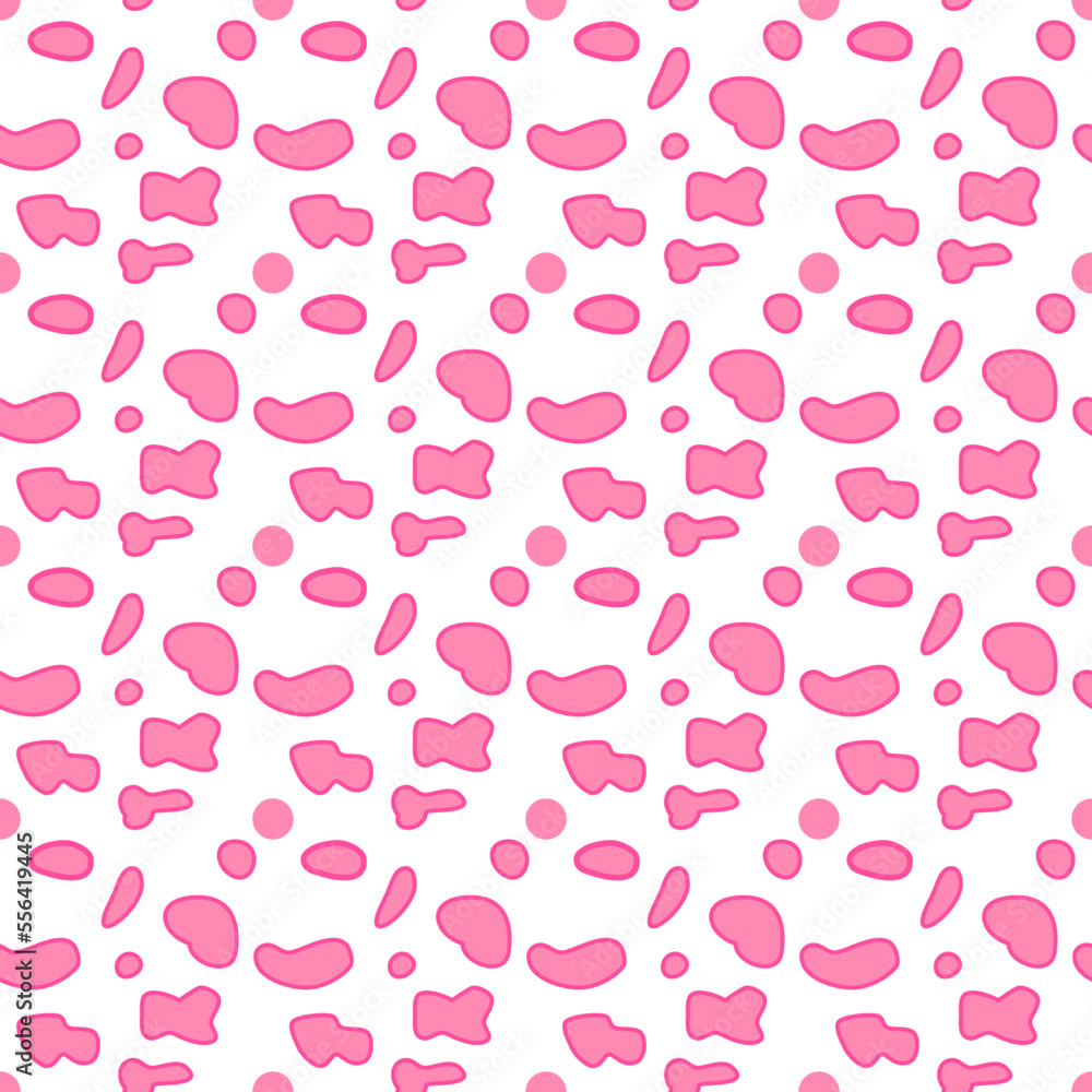 Seamless pattern Valentine's Day. Valentine endless ornament with beautiful stickers - hearts. Concept of love and Valentines day.