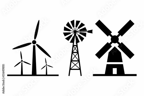 Fotografie, Obraz Windmill, turbine icon illustration. Stock vector.