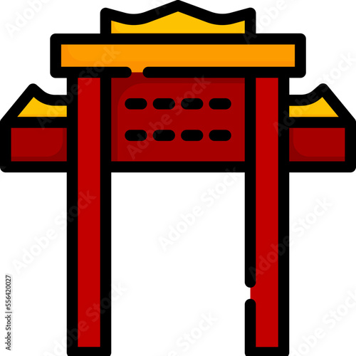 Chinese arch filled outline icon.