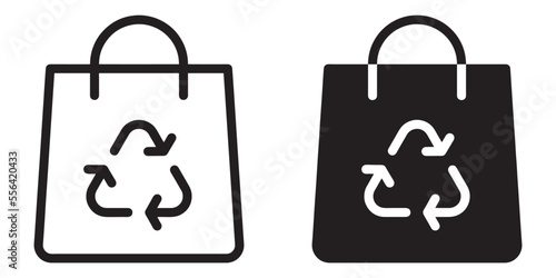 ofvs277 OutlineFilledVectorSign ofvs - shopping bag recycling vector icon . reusable . no plastic . ecology . isolated transparent . black outline and filled version . AI 10 / EPS 10 / PNG . g11617