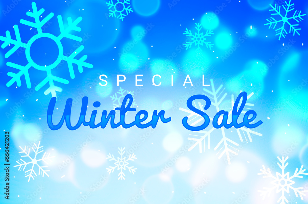 Special Winter Sale banner design with snowflakes and typography. Modern snowy backdrop with sale design Special Winter Sale banner design with snowflakes and typography. Modern snowy backdrop with sale design