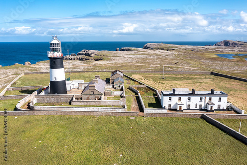 Aerial view of the Lighthouse on Tory Island, County Donegal, Republic of Ireland