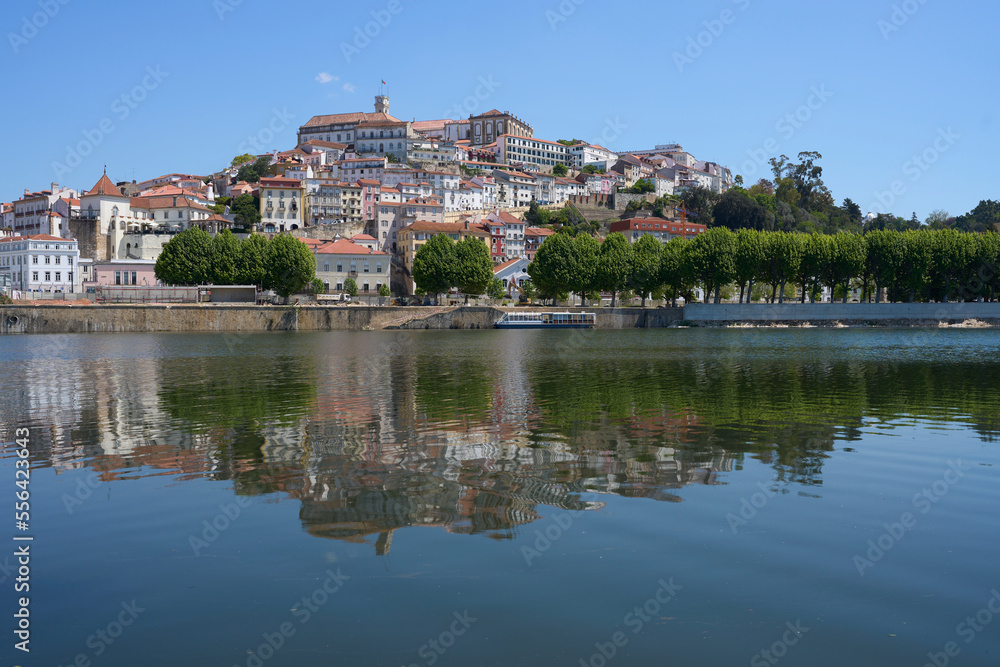 Scenic Coimbra city at Mondego river in Portugal