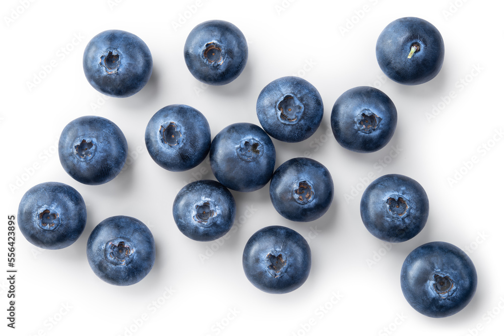 Blueberry isolated. Blueberries top view. Blueberry flat lay on white background with clipping path. Blueberry isolated. Blueberries top view. Blueberry flat lay on white background with clipping path.