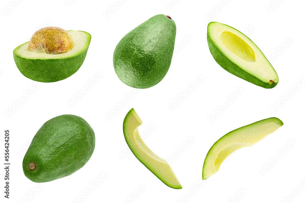 Avocado fruits isolated on a white background Avocado fruits isolated on a white background
