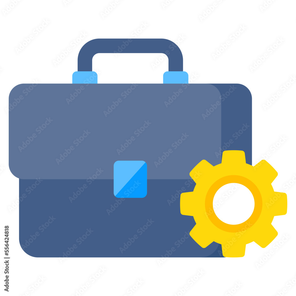Gear with briefcase, icon of job management Gear with briefcase, icon of job management