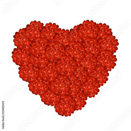 heart made of red rose petals