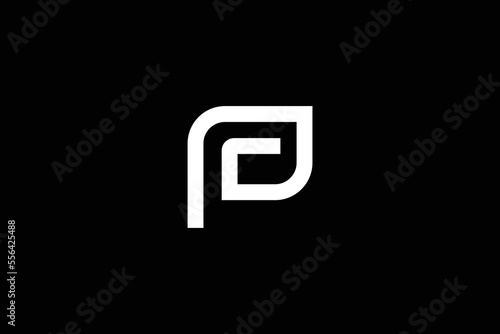 Minimal Awesome Trendy Professional Letter C P Logo Design Template On Black Background