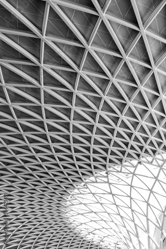 station construction, black & white, architectural abstract background with lines