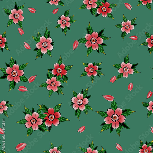 Sakura Traditional Japanese Tattoo Seamless Pattern