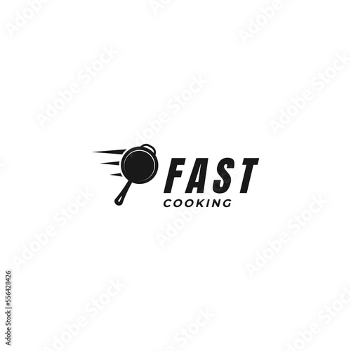fast pan logo, quick cooking logo design icon template