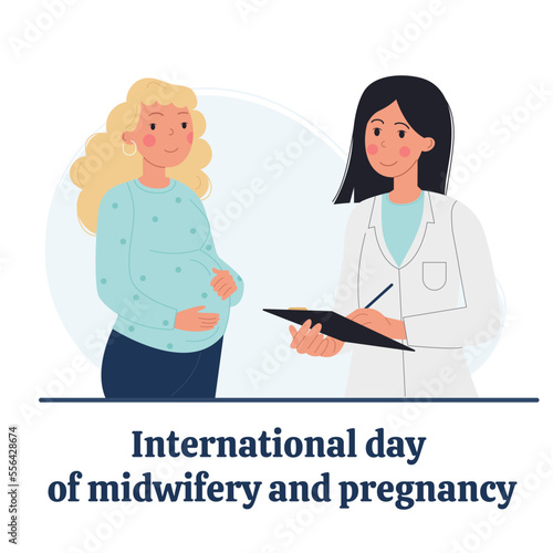 Banner, illustration international day of midwifery and pregnancy