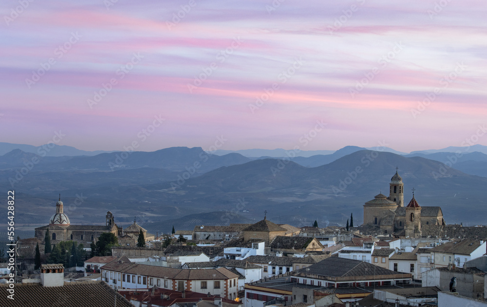 Sunset view of Ubeda. Unesco world heritage city in Andalucia, Spain.