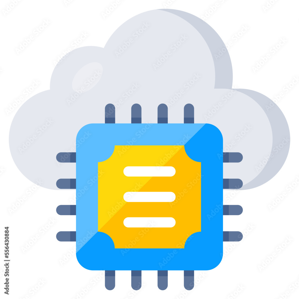 Conceptual flat design icon of cloud chip Conceptual flat design icon of cloud chip