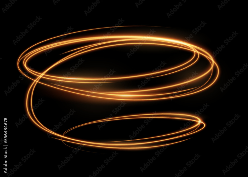 Glowing shiny spiral line effect, glowing abstract light speed motion effect. Light painting magic glow. Shiny wavy trail. Curly gold spirals, motion of twinkling sparkle rays Glowing shiny spiral line effect, glowing abstract light speed motion effect. Light painting magic glow. Shiny wavy trail. Curly gold spirals, motion of twinkling sparkle rays